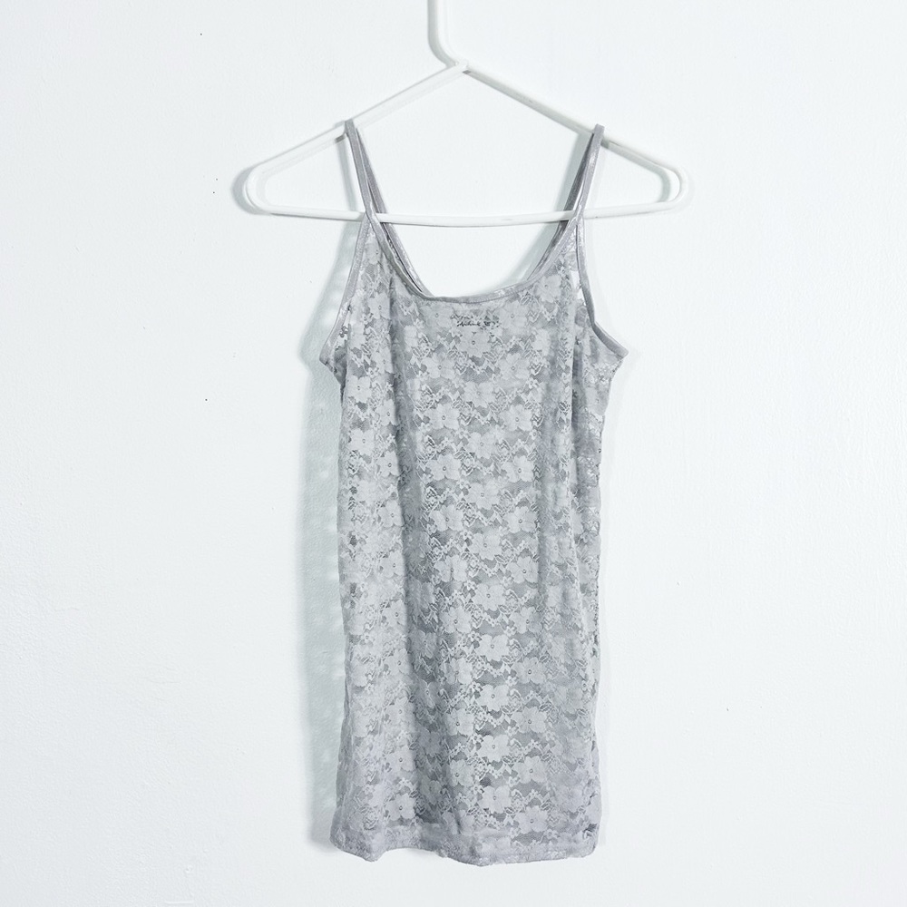 Michael Stars Long Camisole Top One Size Fits All Gray Lace Tank Y2K Fairy